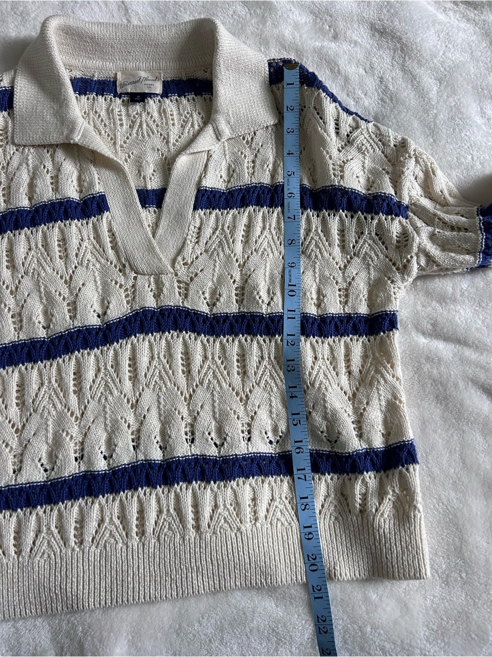 Cream Airy Open-Knit Lightweight Sweater Coastal Cottagecore Beachy Medium - Picture 12 of 14